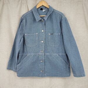 Lee Rivited Vintage Denim Hickory Stripe Barn Chore Jacket Medium